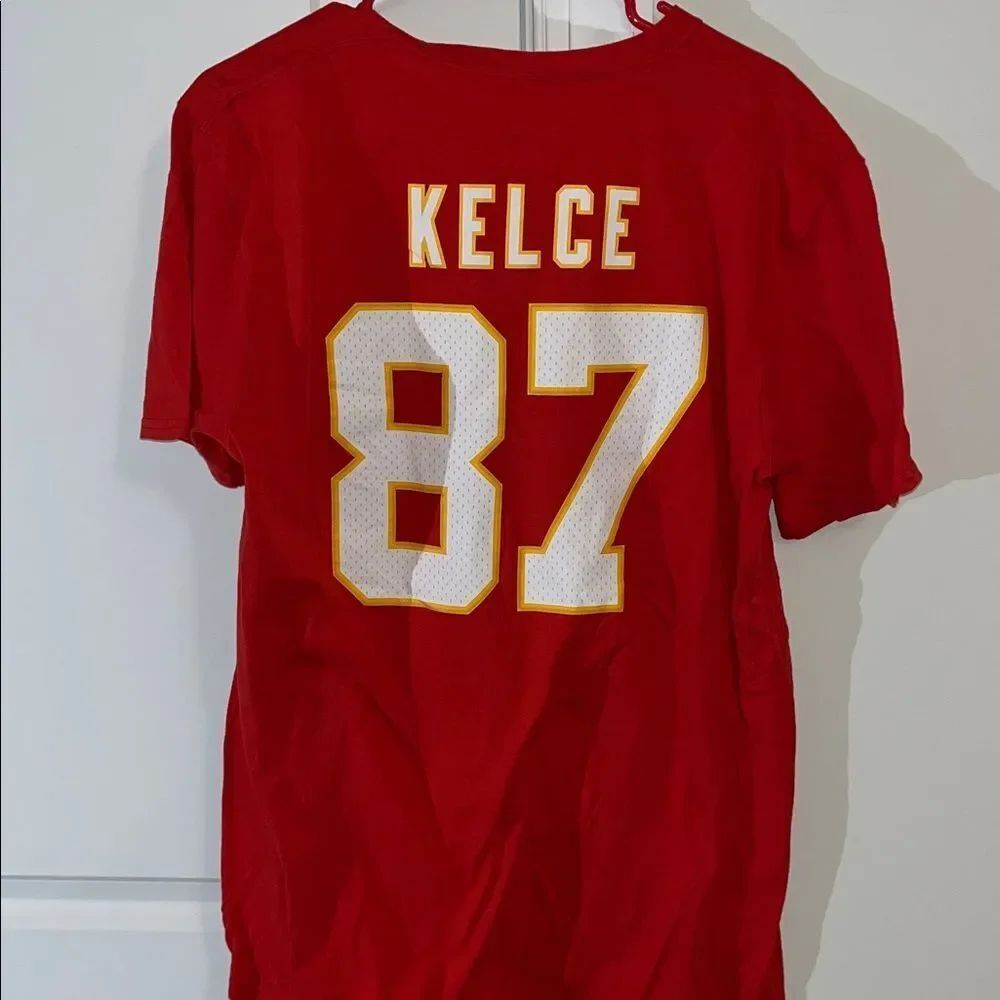 Red Travis Kelce #87 Fanatics Cotton Kansas City Chiefs Kingdom Jersey T shirt L